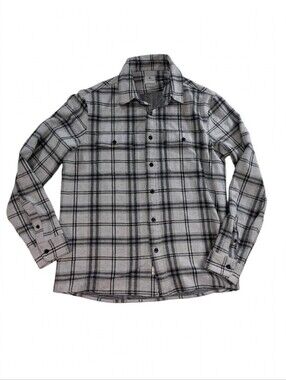 7 Diamonds Gray Plaid Flannel Shirt Mens L